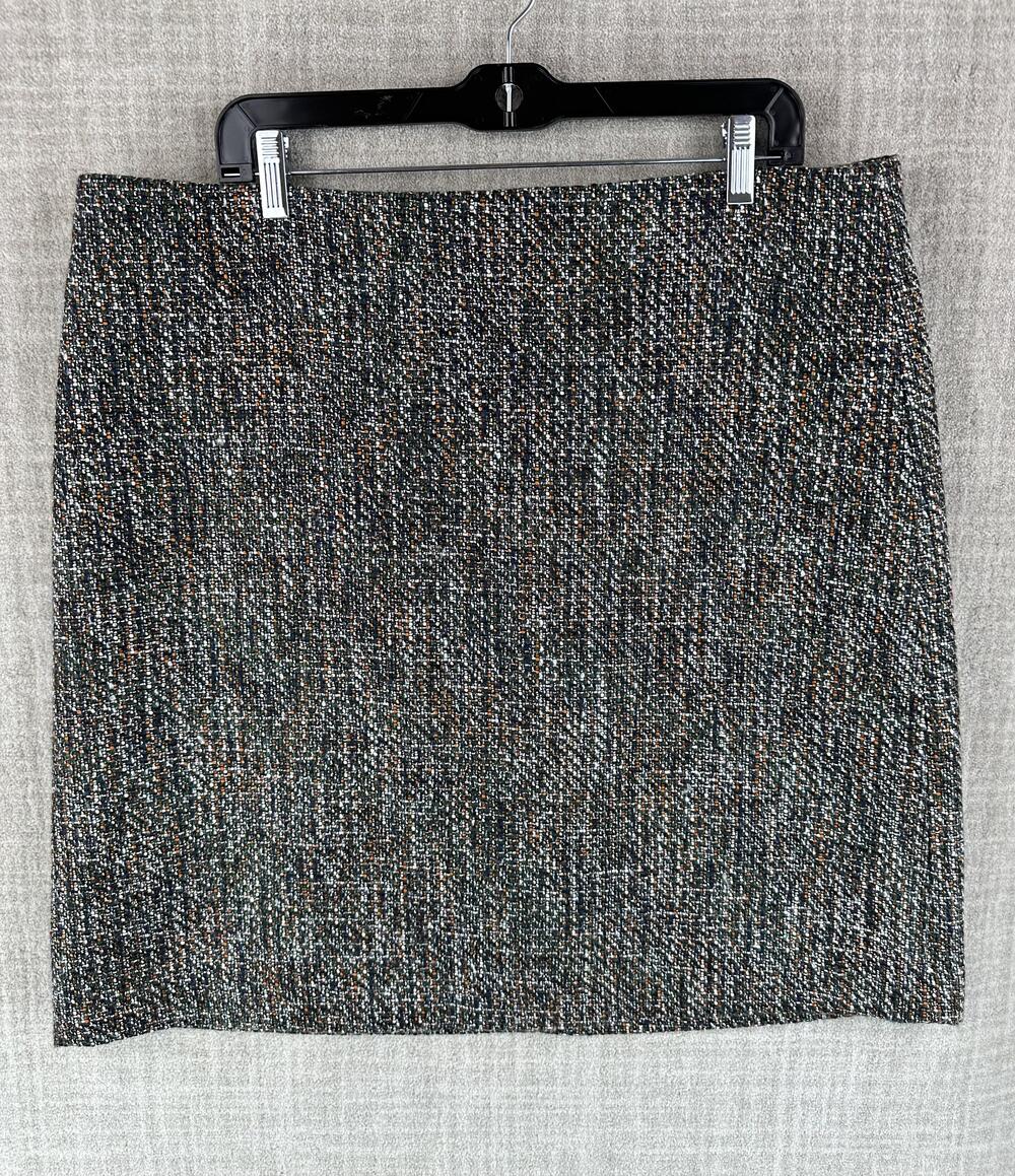 Ann Taylor Factory Skirt Womens 16 Multicolor Pencil Knee Length Tweed Zip